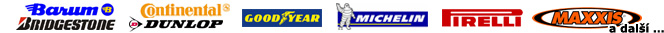 Autorizovan� e-shop pro Barum, Bf Goodrich, Bridgestone, Continental, Dunlop, Firestone, Fulda, Goodyear, Hankook, Kleber, Maxxis, Michelin, Nexen, Pirelli, Rockstone, Toyo, Avon, Metzeler a Mitas.