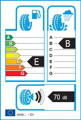 T��da �spory paliva: E  T��da p�ilnavosti na mokru: B  �rove� hluku: 70 dB